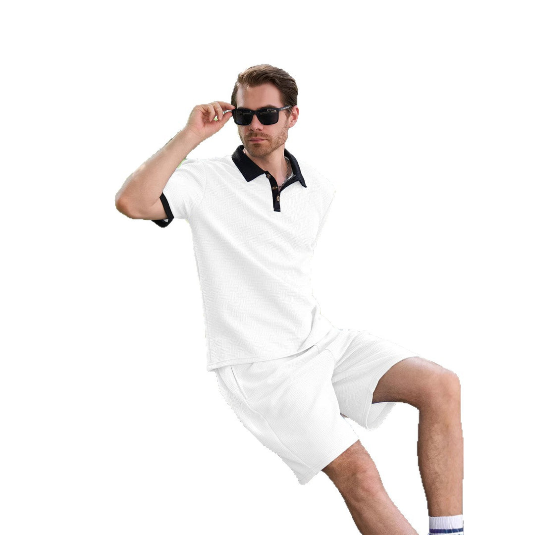 Herren Polo- und Shorts-Set mit dekorativem Kragen und atmungsaktivem Material Echoarchiv