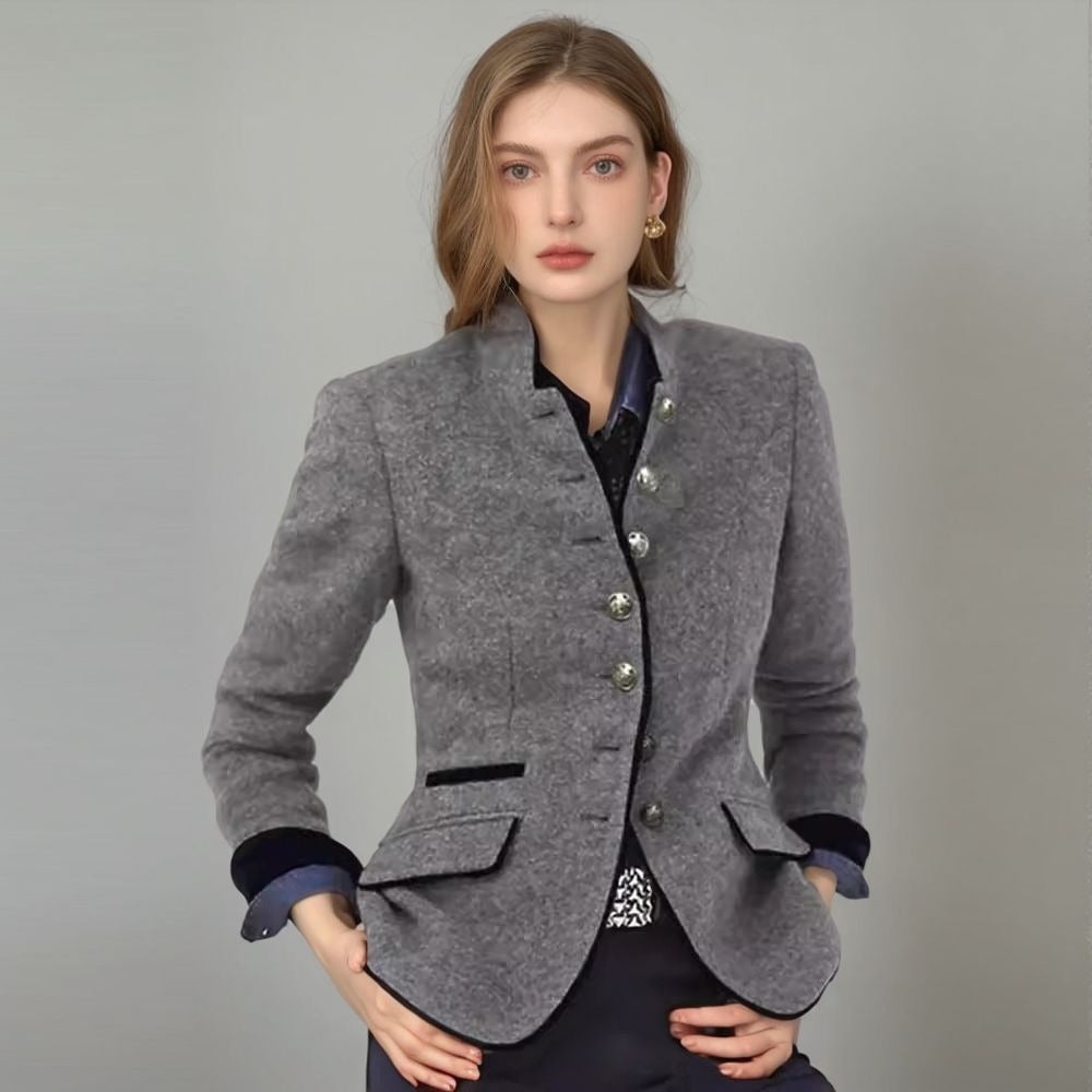 Damen elegante Blazerjacke mit Knopfleiste und praktischen Taschen Echoarchiv