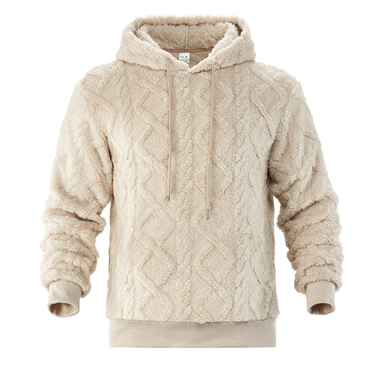 Herren Teddy-Fleece-Hoodie mit diamantstruktur, gefütterter Kapuze und weichen Rippbündchen Echoarchiv