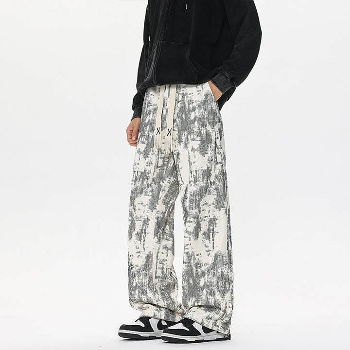 Herren Weit geschnittene Loungehose mit abstraktem Allover‑Print, elastischem Bund und Tunnelzug Echo Archiv
