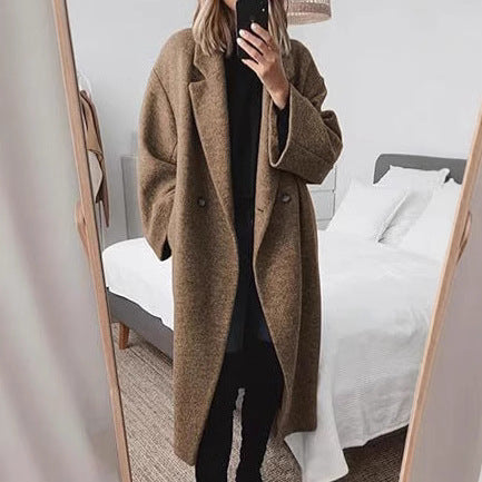 Damen Wollmantel mit strukturiertem Design und oversized Schnitt Echoarchiv