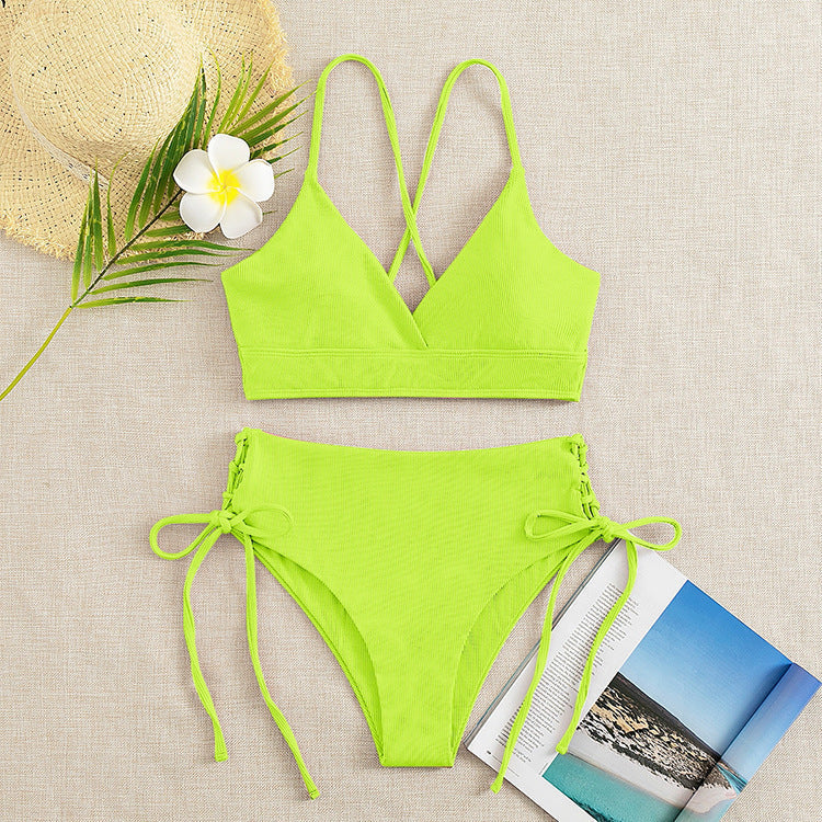 Damen Hochtaillierter Bikini mit verstellbaren Schnürdetails – Maréssa
