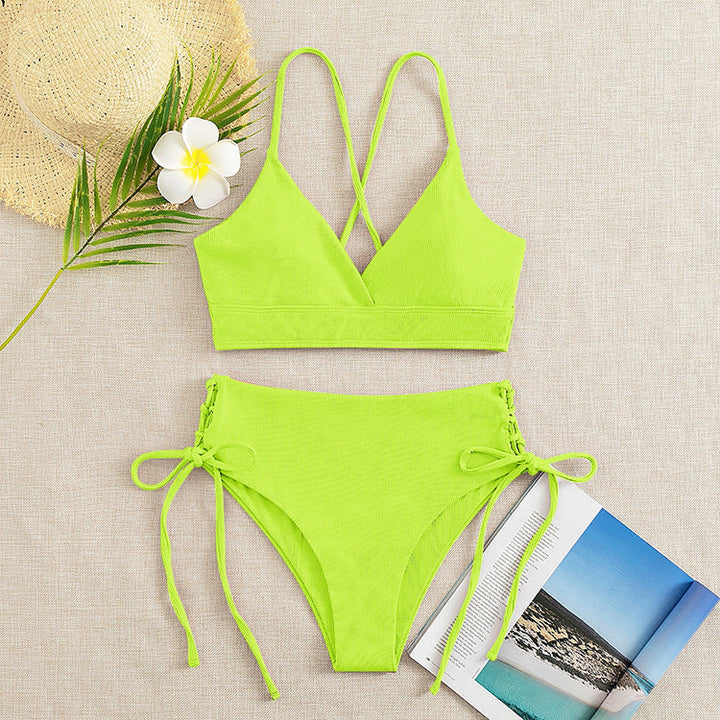 Damen Hochtaillierter Bikini mit verstellbaren Schnürdetails – Maréssa