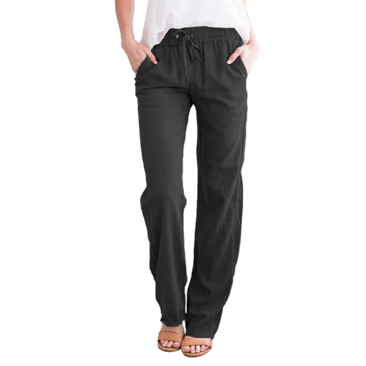 Damen nan leichte Leinenhose mit elastischem Bund und weitem Bein Echo Archiv