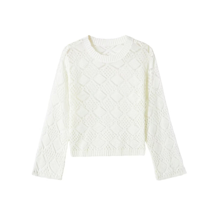 Damen Ajourgestrickter Cropped-Pullover mit Rundhals und Rautenmuster Echo Archiv