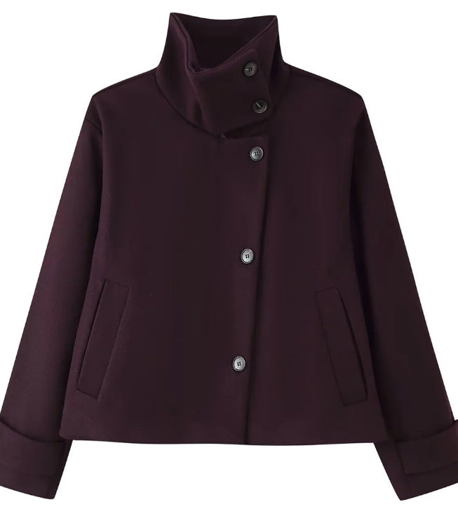Damen Kurzjacke im Boxy‑Cut mit hohem Stehkragen und Hornknöpfen Echo Archiv