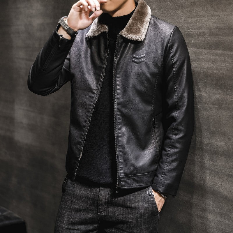 Herren modische und warme Lederjacke Echo Archiv