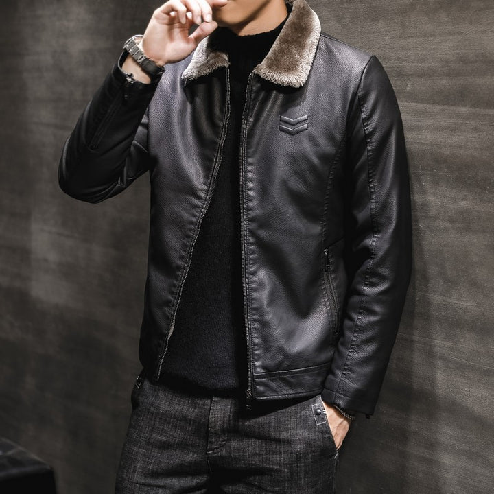 Herren modische und warme Lederjacke Echo Archiv