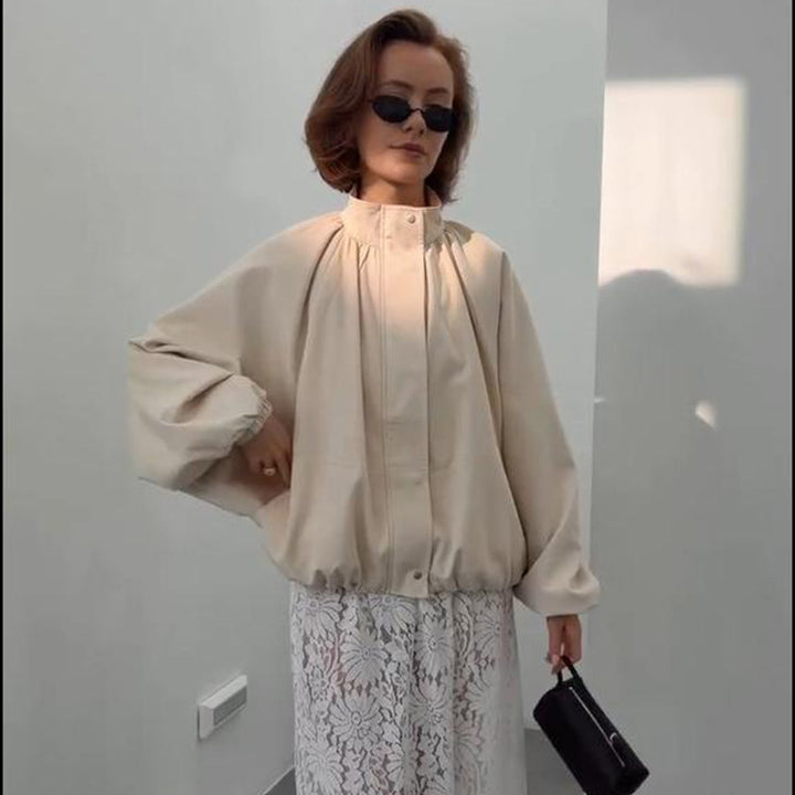 Damen Oversize Blousonjacke mit Stehkragen und Volumenärmeln Echoarchiv