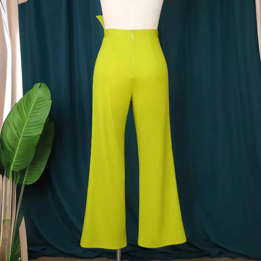 Damen Elegante Hochbundhose mit schickem Gürtel und weitem Bein Echo Archiv