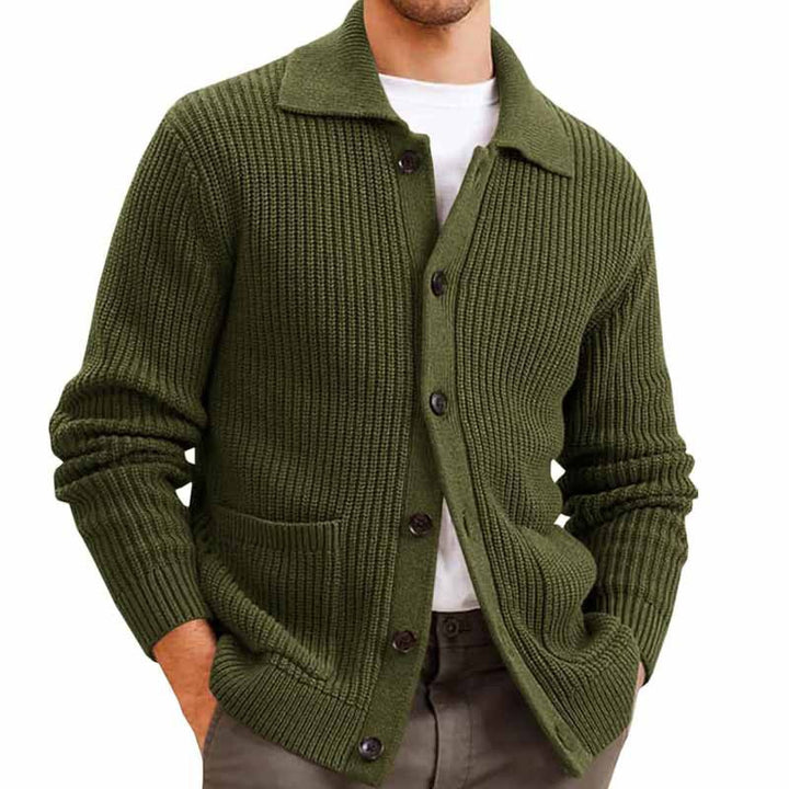 Herren Strickjacke mit großflächiger Rippstruktur und praktischen Taschen Echoarchiv