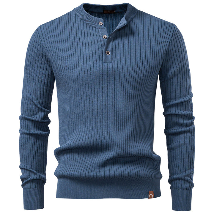 Herren Strickpullover mit feinem Rippenmuster und modischem Knopfdetail Echoarchiv