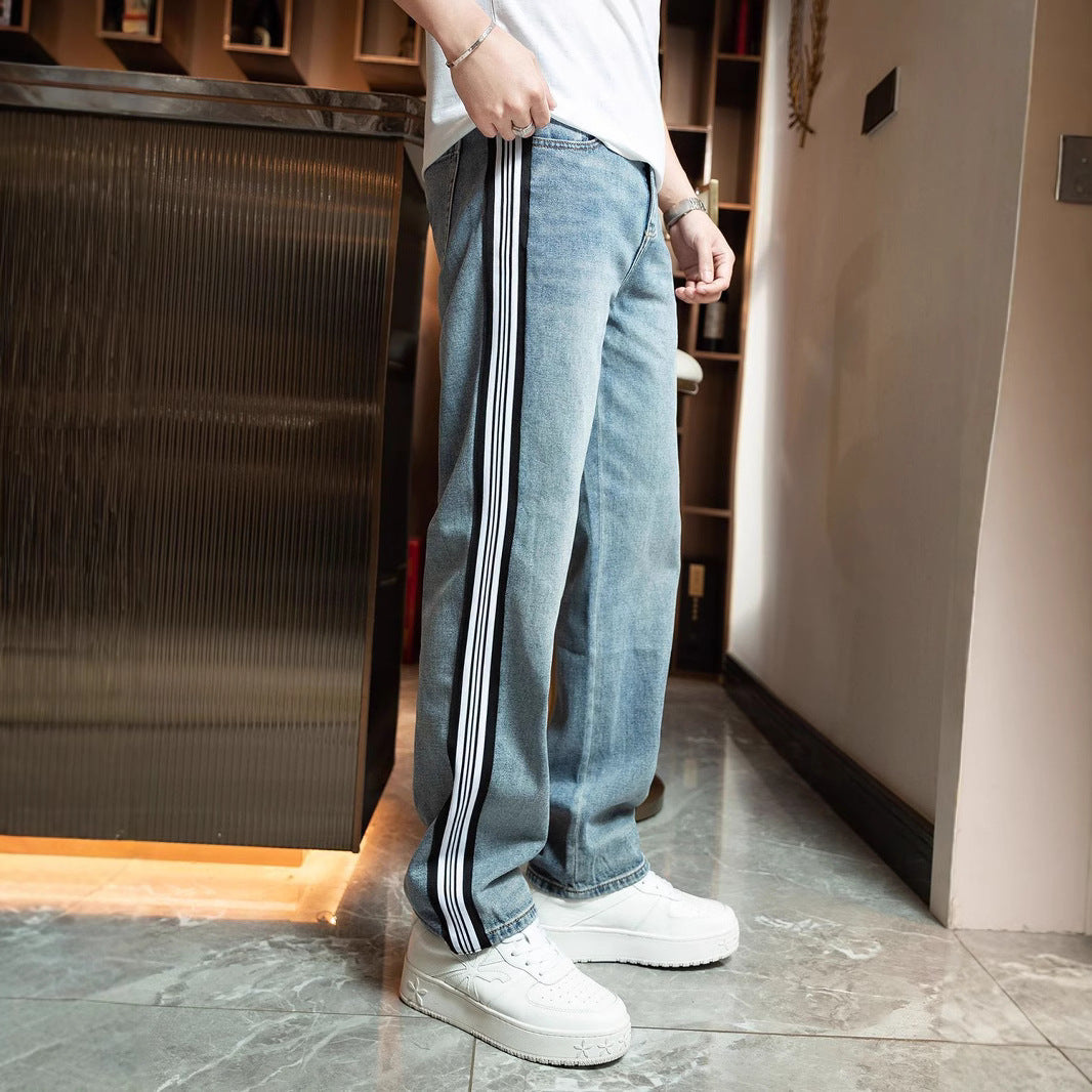 Herren Relaxed Fit Jeans mit kontrastierenden Seitenstreifen und hohem Tragekomfort Echoarchiv