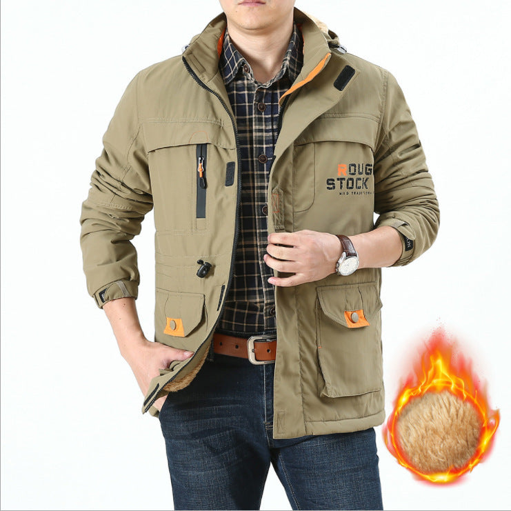 Herren Thermoisolierter Fieldparka mit Teddyfutter, Kapuze und Multifunktionstaschen Echo Archiv