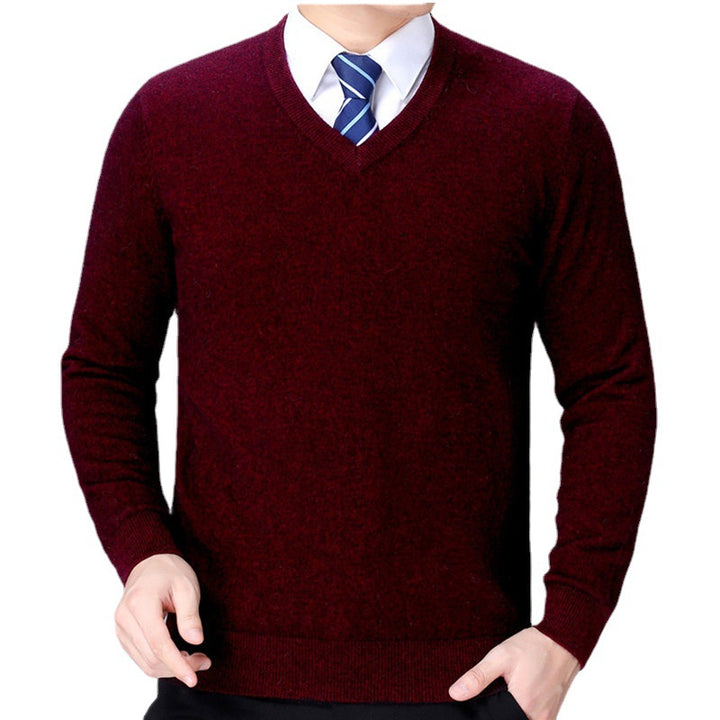 Herren V-Ausschnitt Strickpullover aus weichem Baumwollmix Echoarchiv
