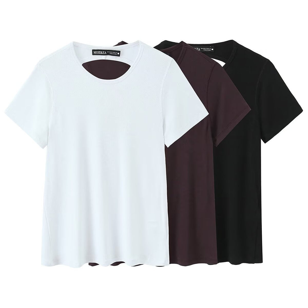 Damen Freizeit T-Shirt mit modernem Rückenausschnitt und hochwertiger Baumwolle Echo Archiv