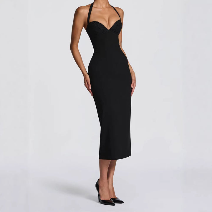 Damen Elegantes Bodycon-Kleid mit Halterdesign Echo Archiv
