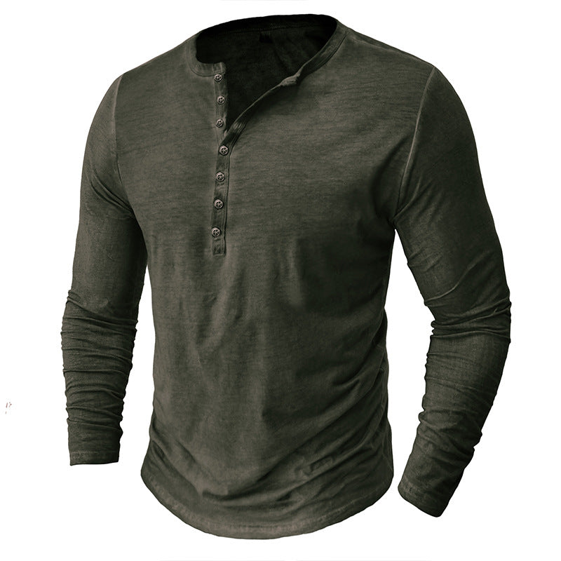 Herren Langarm-Henley-Shirt mit modischem Kragen und nachhaltigem Stoff Echoarchiv