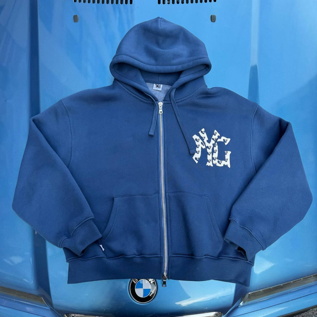 Unisex nan weit geschnittene Kapuzen-Sweatjacke mit beidseitig öffnendem Reißverschluss und Logo-Applikation Echo Archiv