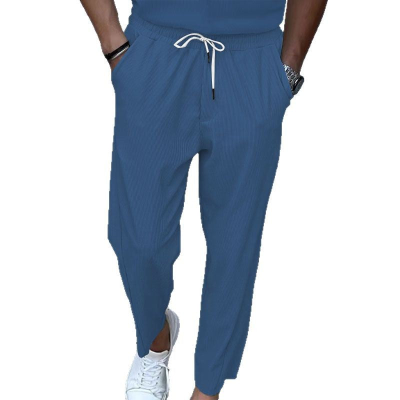 Herren nan atmungsaktive Leinenmix-Chinohose mit elastischem Tunnelzugbund, dezenter Bügelfalte und seitlichen Eingrifftaschen Echo Archiv