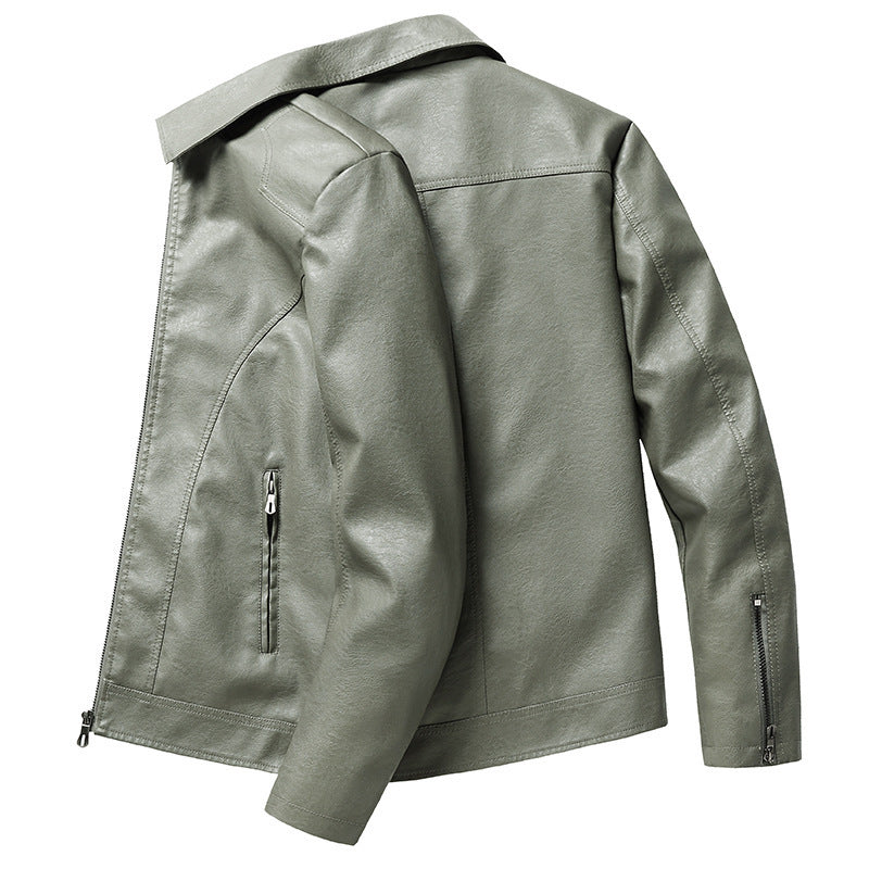 Herren schlanker Kunstleder-Fliegerblouson mit Hemdkragen und ergonomischen Nahtdetails Echoarchiv
