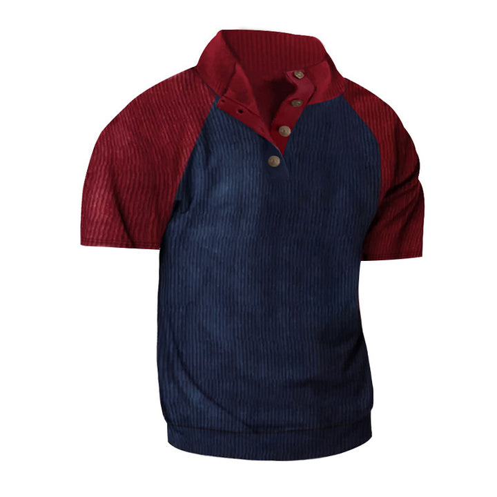 Herren Kurzarm-Henley-Shirt mit modernem Strukturdesign Echoarchiv