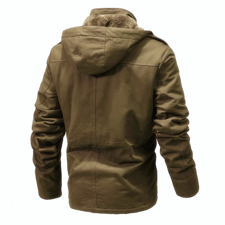 Herren Wattierter Canvas-Parka mit Kapuze, vielseitigen Taschen und Tunnelzug Echoarchiv