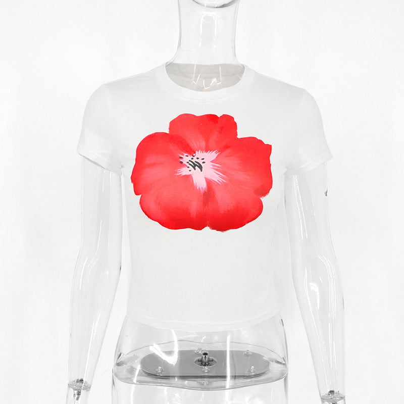 Damen Crop-T-Shirt mit floralem Print Echo Archiv