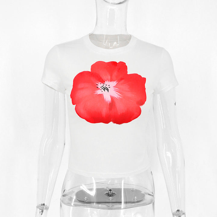 Damen Crop-T-Shirt mit floralem Print Echo Archiv
