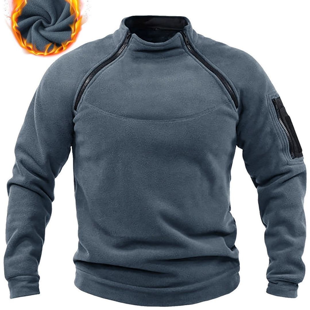 Herren Thermischer Fleece‑Halbzippullover mit Utility‑Ärmeltasche & Schulterreißverschlüssen Echo Archiv