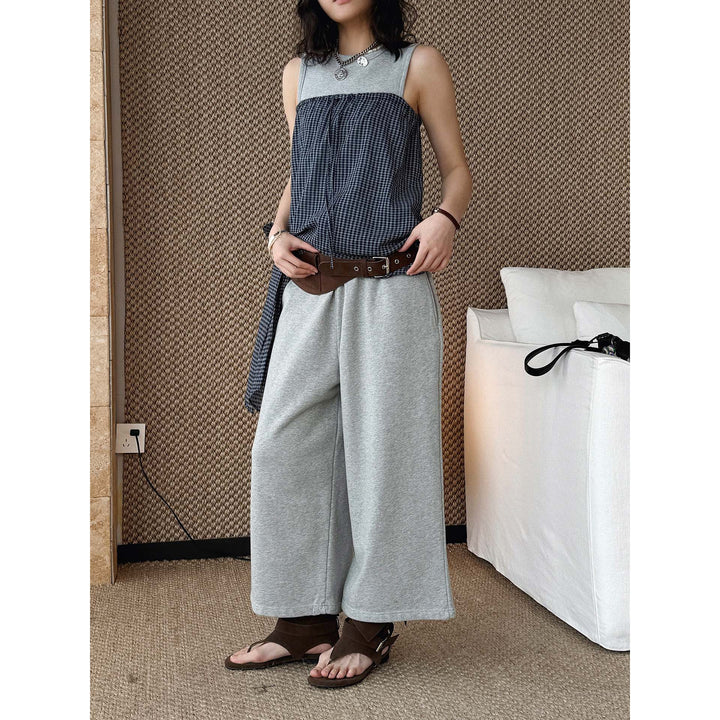 Damen Weiche High‑Waist Lounge‑Palazzohose aus Sweat mit elastischem Bund Echoarchiv