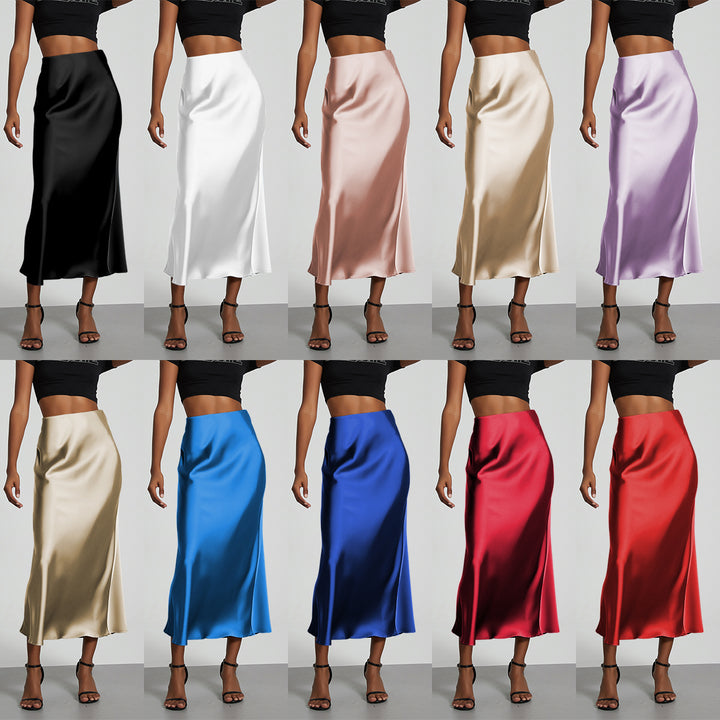 Damen Elegante und fließende Satin Maxiröcke Echo Archiv