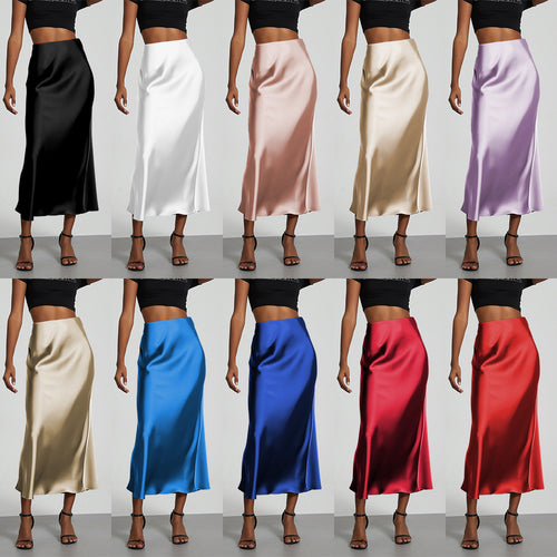 Damen Elegante und fließende Satin Maxiröcke Echo Archiv