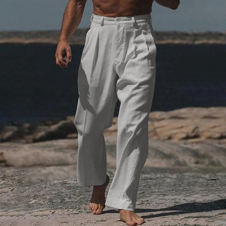 Herren elegante Leinenhose mit weitem Schnitt und hohem Tragekomfort Echoarchiv