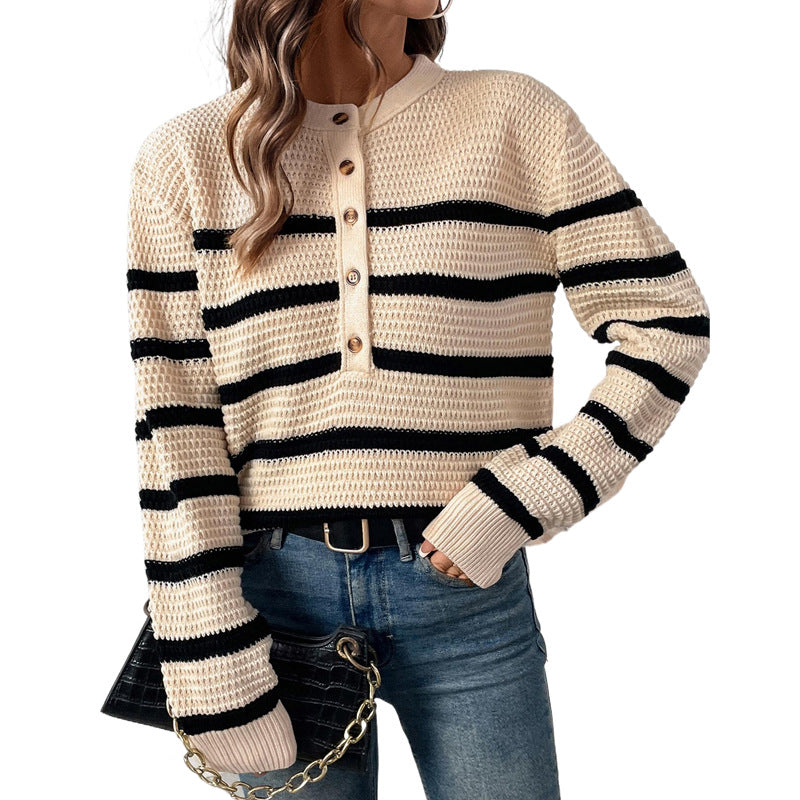 Damen Lässiger Strickpullover mit Knopfleiste Echo Archiv