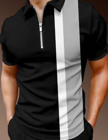 Herren Kurzarm Poloshirt mit maritimem Motiv und sportlichem Reißverschluss Echoarchiv