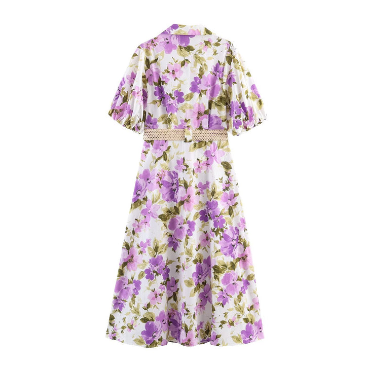 Damen Midikleid mit Hemdblusenkragen, taillenbetontem Flechtgürtel und Volantrock Echo Archiv