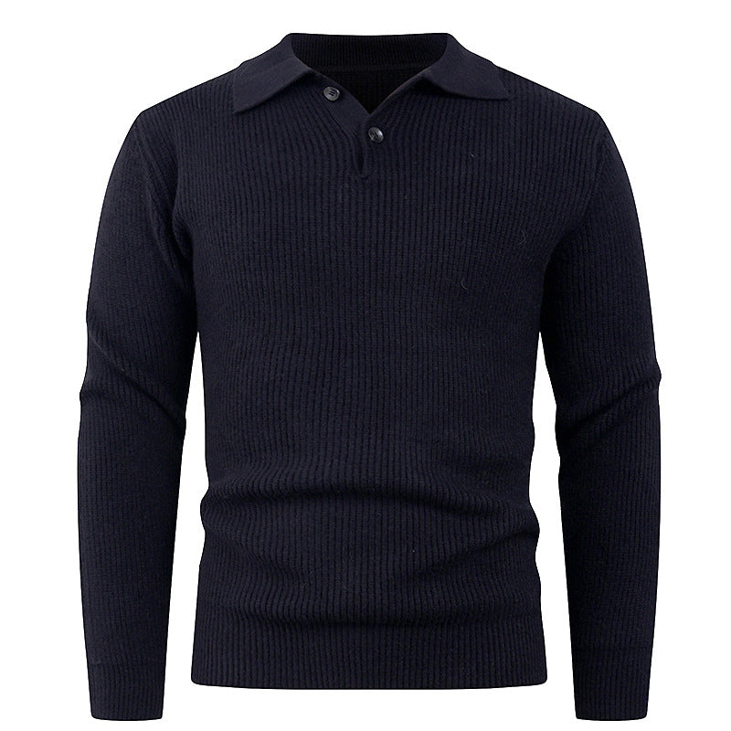 Herren Strickpullover mit modernem Polokragen und funktionalem Knopfverschluss Echoarchiv