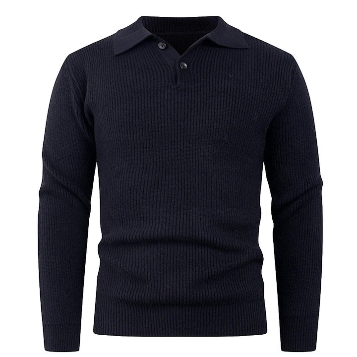 Herren Strickpullover mit modernem Polokragen und funktionalem Knopfverschluss Echoarchiv