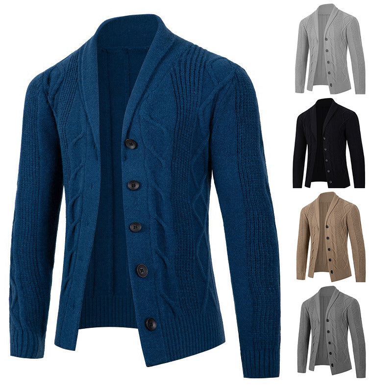 Herren Strickjacke mit modischem Zopfmuster und strukturierter Textur Echoarchiv