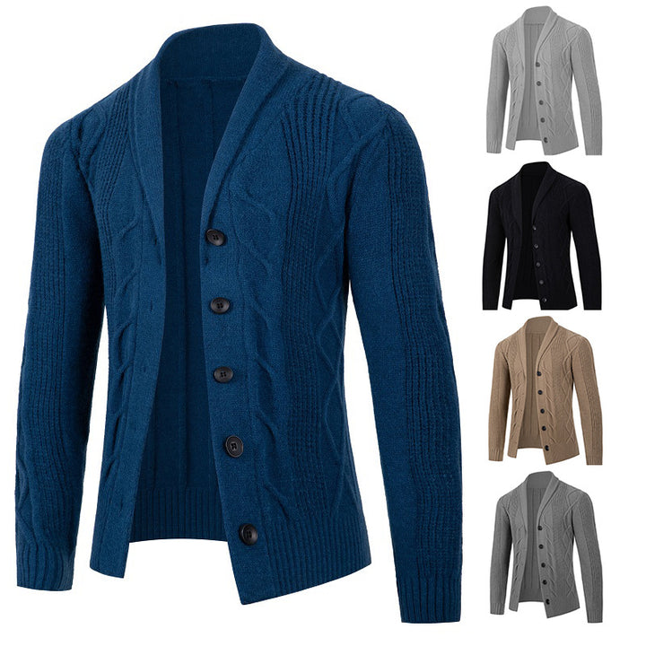 Herren Strickjacke mit modischem Zopfmuster und strukturierter Textur Echoarchiv