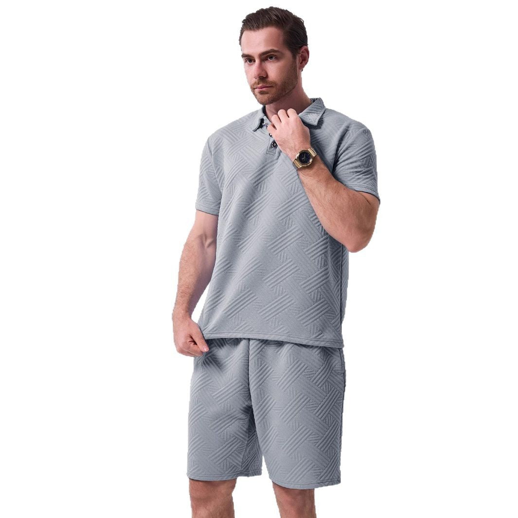 Herren sportliches Kurzarm-Polohemd und Shorts-Set mit atmungsaktivem Design und moderner Struktur Echoarchiv