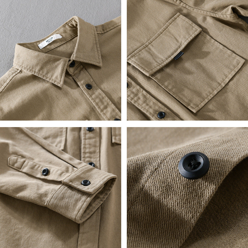 Herren Hemdjacke aus robustem Baumwolltwill mit zwei Brustklappen und Relaxed‑Fit Echoarchiv