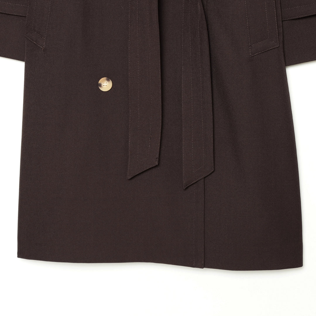 Damen Midilanger Doppelreihiger Trenchcoat mit breitem Revers und Taillenbindegürtel Echoarchiv