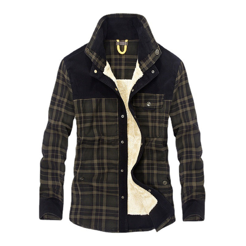 Herren karierte Hemdjacke mit Teddyfleece-Innenfutter und Wildlederbesatz – Taviero