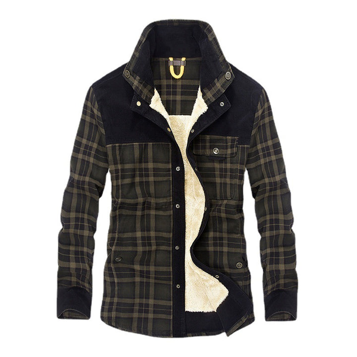 Herren karierte Hemdjacke mit Teddyfleece-Innenfutter und Wildlederbesatz – Taviero