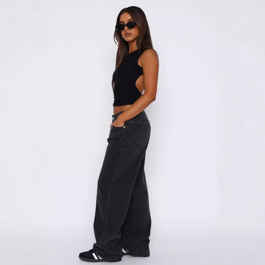 Damen lässige weite Jeans mit hohem Bund und modischem Schnitt Echo Archiv