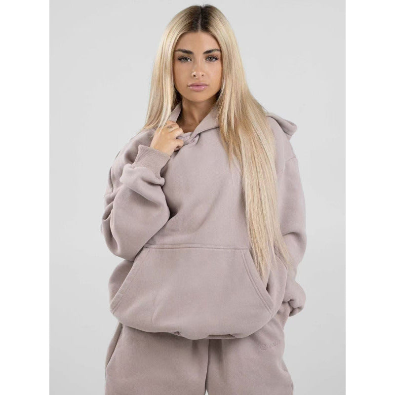 Damen nan extraweicher Oversize-Hoodie mit strukturierter Kängurutasche, überschnittener Schulter und angerauter Innenseite Echo Archiv