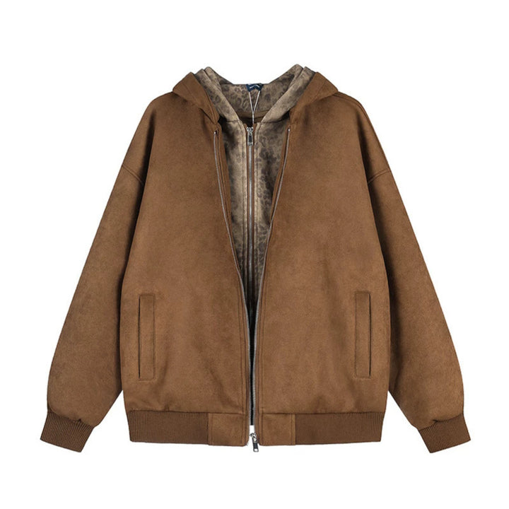 Damen Kapuzen-Zipjacke aus Veloursimitat mit Teddyfutter und gerippten Bündchen Echoarchiv