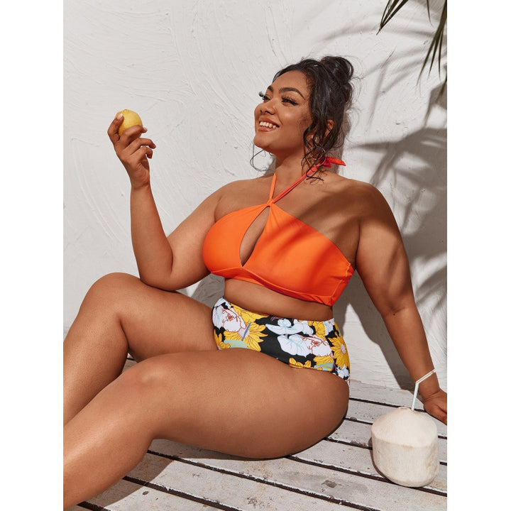 Damen Hochwertiger Cut-Out Bikini mit hohem Taillenslip und verstellbaren Trägern Echo Archiv